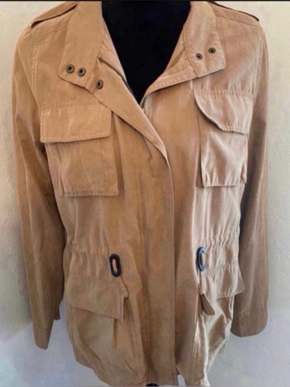 Women's Tan Utility Jacket - Lightweight Field Coat (Size M)